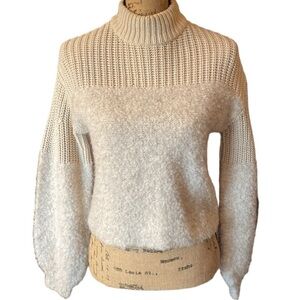 Rebecca Minkoff Chase Mixed Knit Sweater in Ecru Cream- size XS